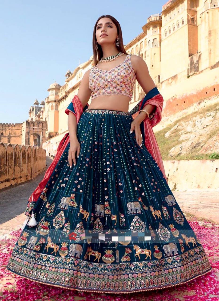 Best Quality Georgette Multi Thread Sequence Work Lehenga Choli