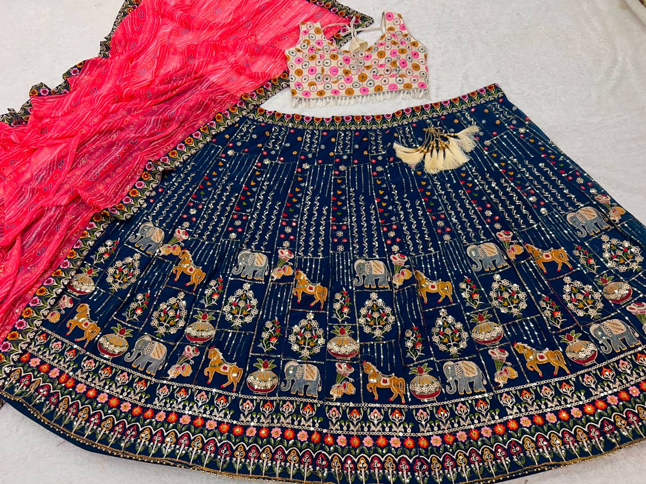 Best Quality Georgette Multi Thread Sequence Work Lehenga Choli