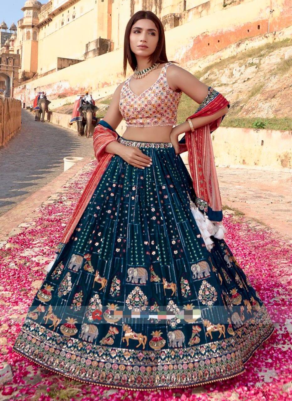 Best Quality Georgette Multi Thread Sequence Work Lehenga Choli