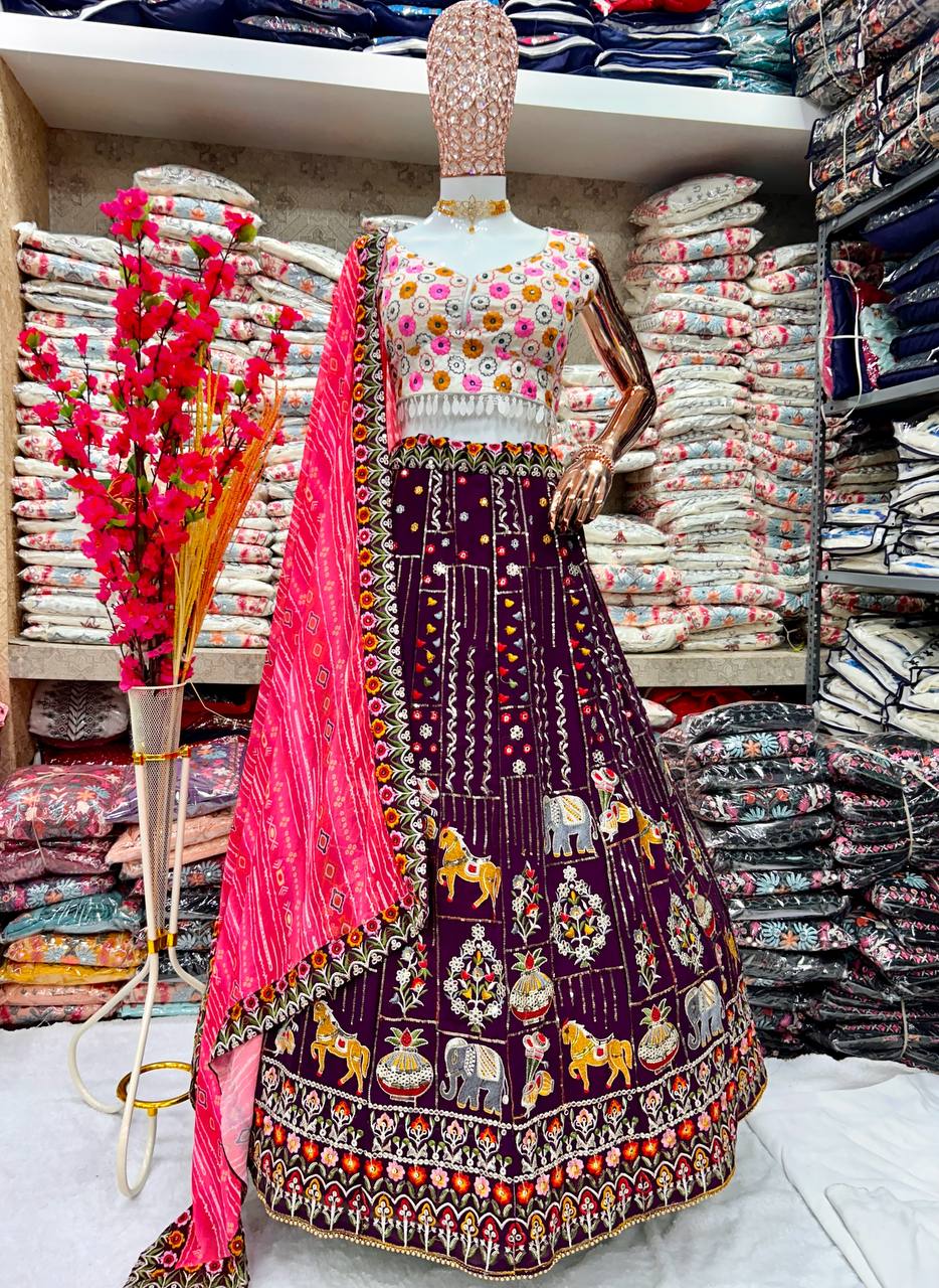 Best Quality Georgette Multi Thread Sequence Work Lehenga Choli