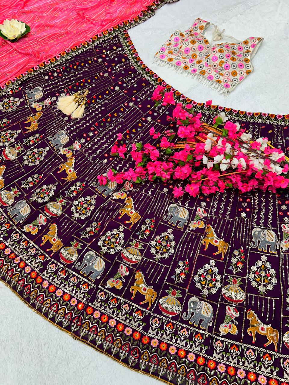 Best Quality Georgette Multi Thread Sequence Work Lehenga Choli