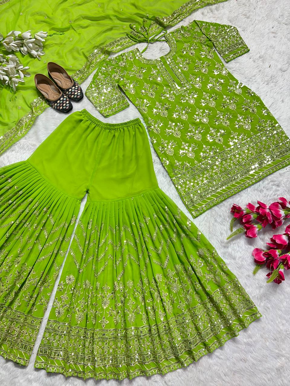 Designer Georgette Embroidered Work Ready Made Salwar Suit For Women