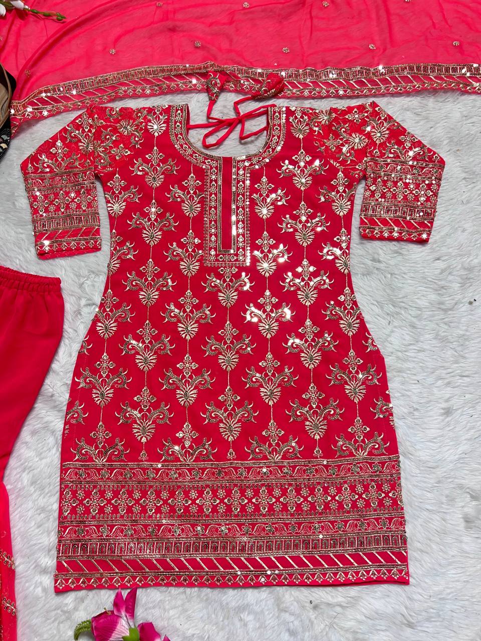 Designer Georgette Embroidered Work Ready Made Salwar Suit For Women