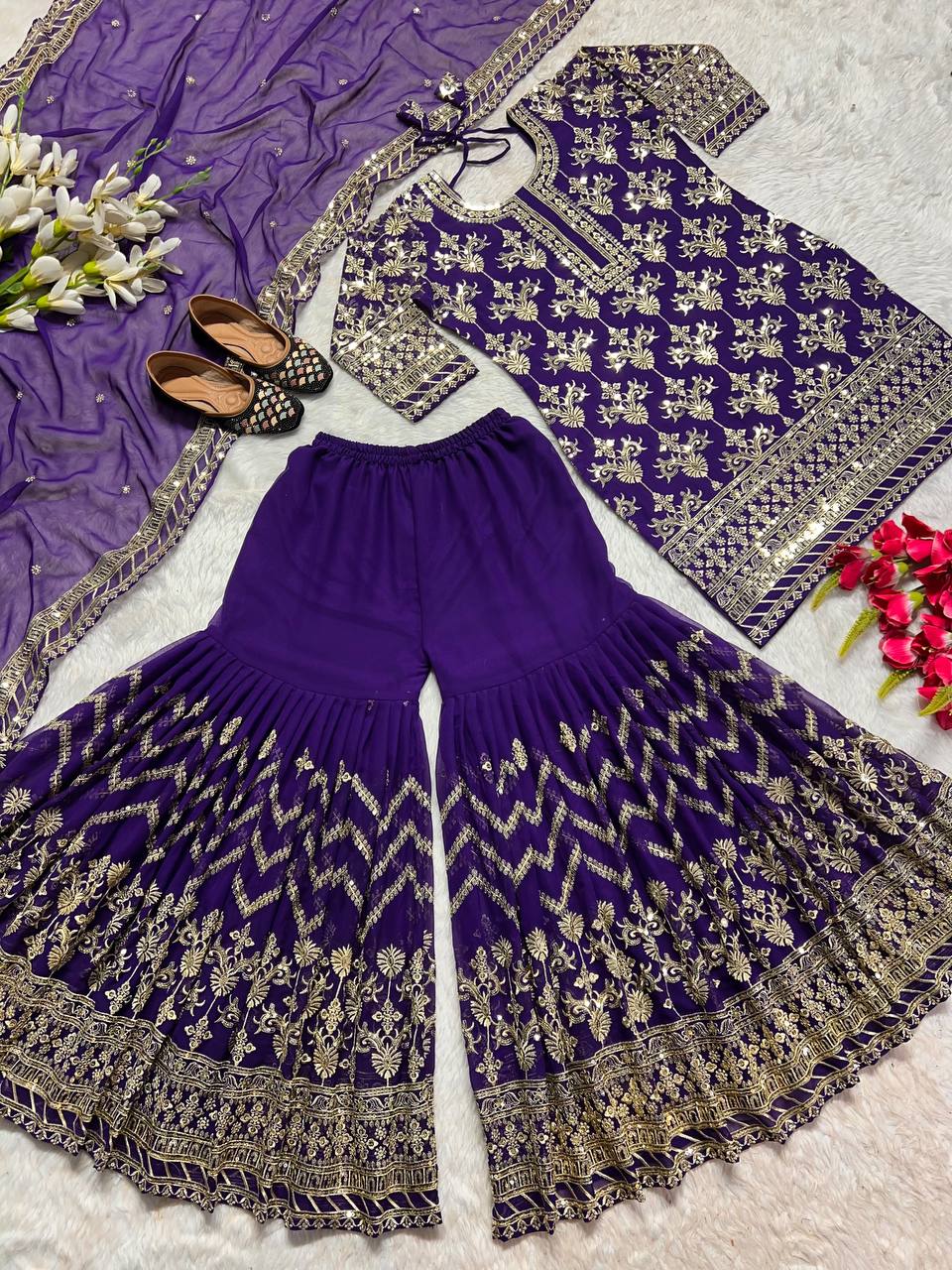 Designer Georgette Embroidered Work Ready Made Salwar Suit For Women