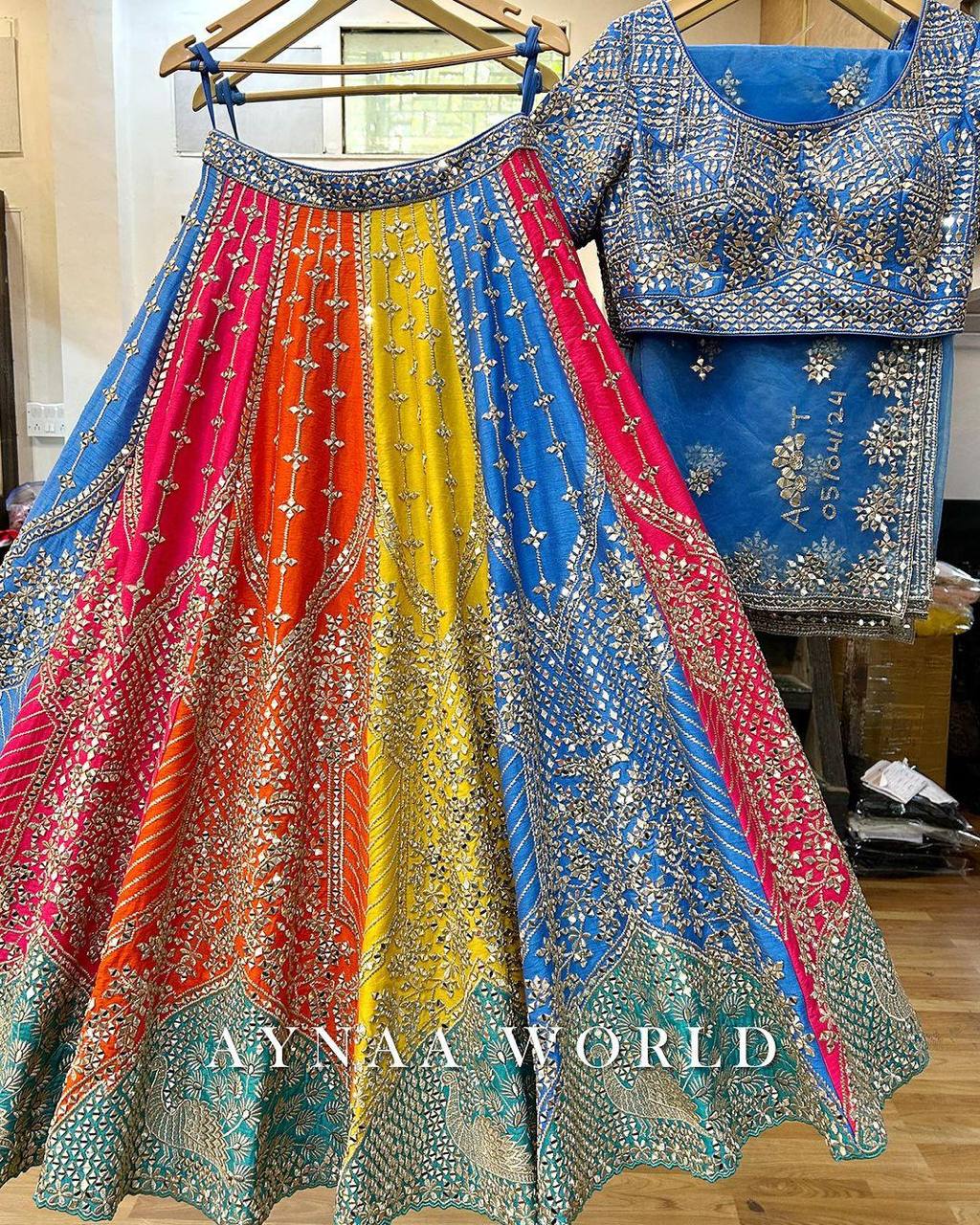 Multi Color Mono Phantom Sequence Zari Work Lehenga Choli