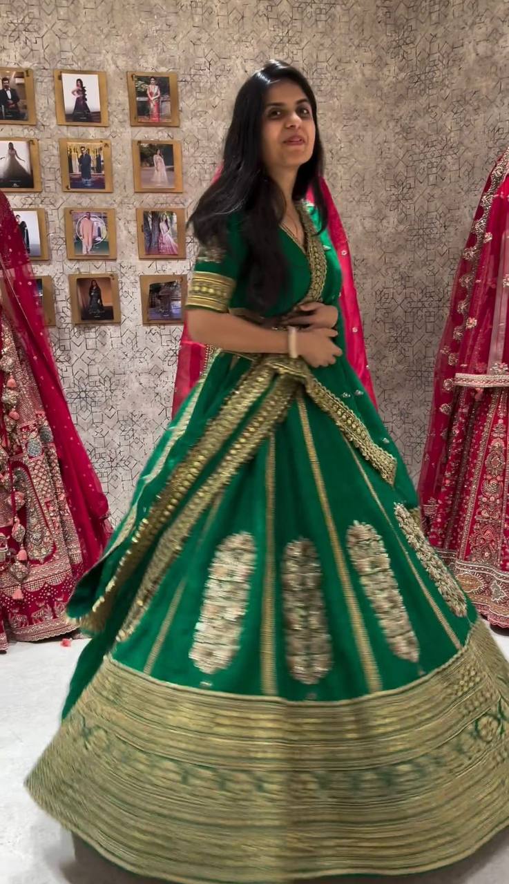 Green Color Malbari Silk Sequence Work Lehenga Choli For Women