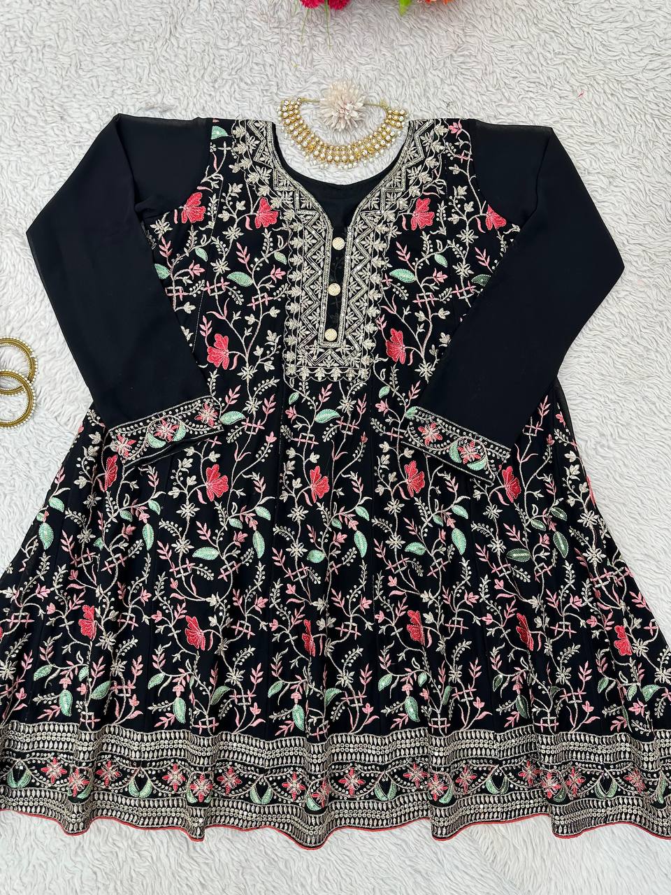 Black Color Ready Made Georgette Sequence Work Salwar Suit