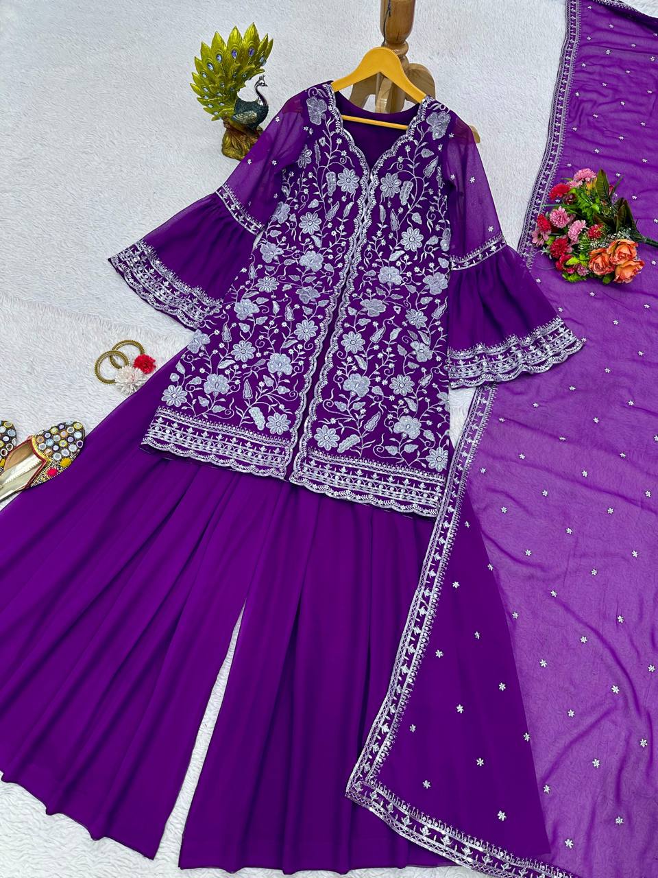 Winning Violet Color Georgette Sequence Work Ready Made Salwar Suit