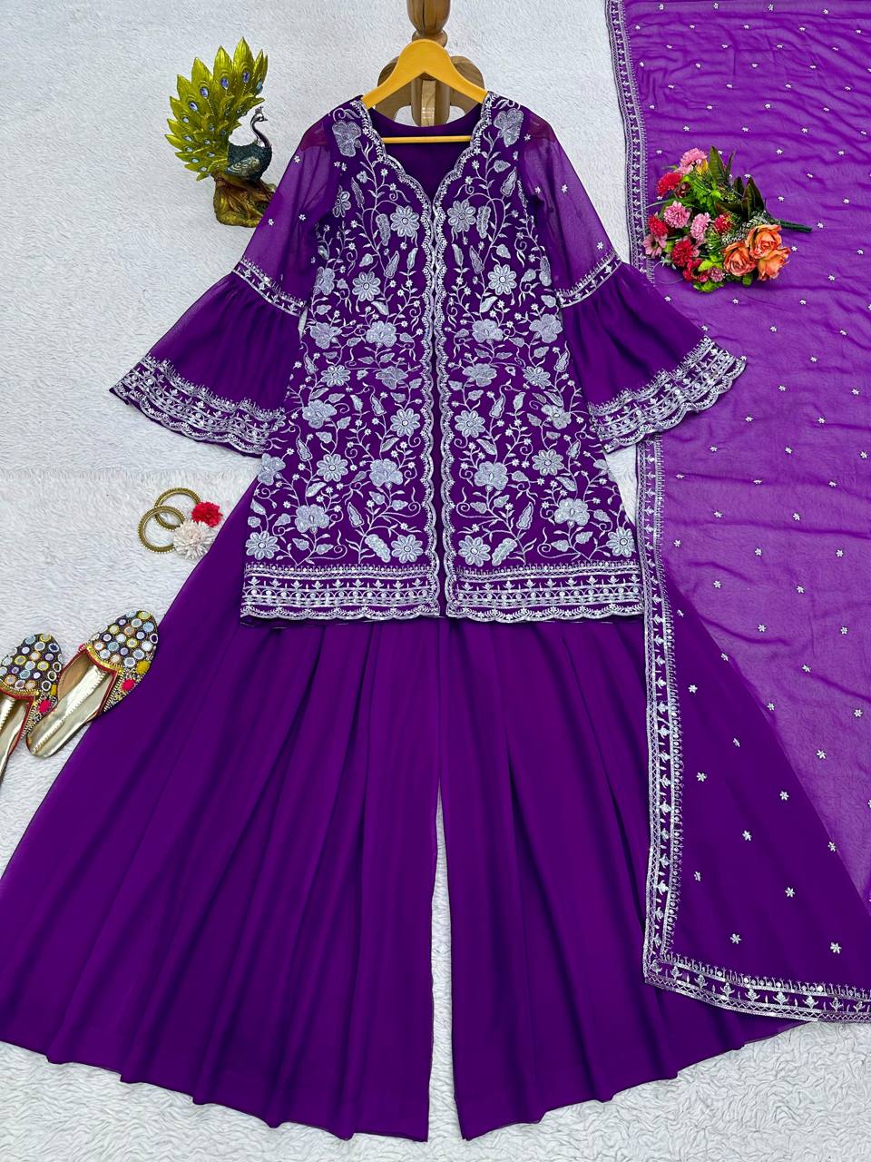 Winning Violet Color Georgette Sequence Work Ready Made Salwar Suit