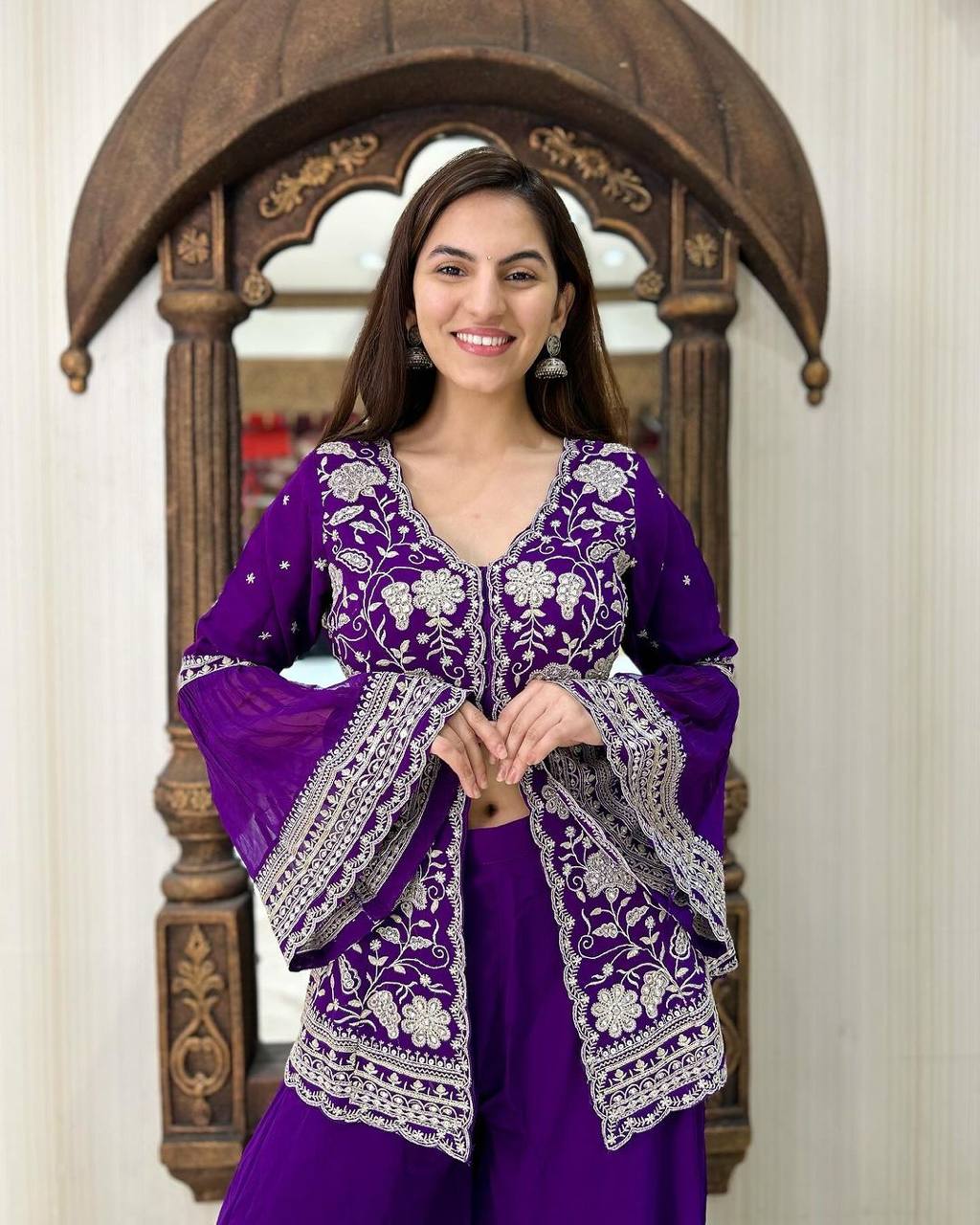 Winning Violet Color Georgette Sequence Work Ready Made Salwar Suit