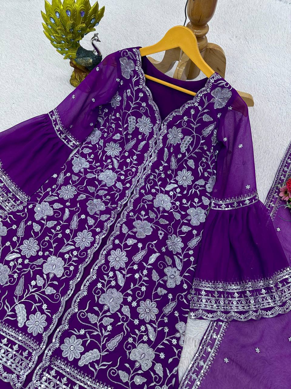 Winning Violet Color Georgette Sequence Work Ready Made Salwar Suit