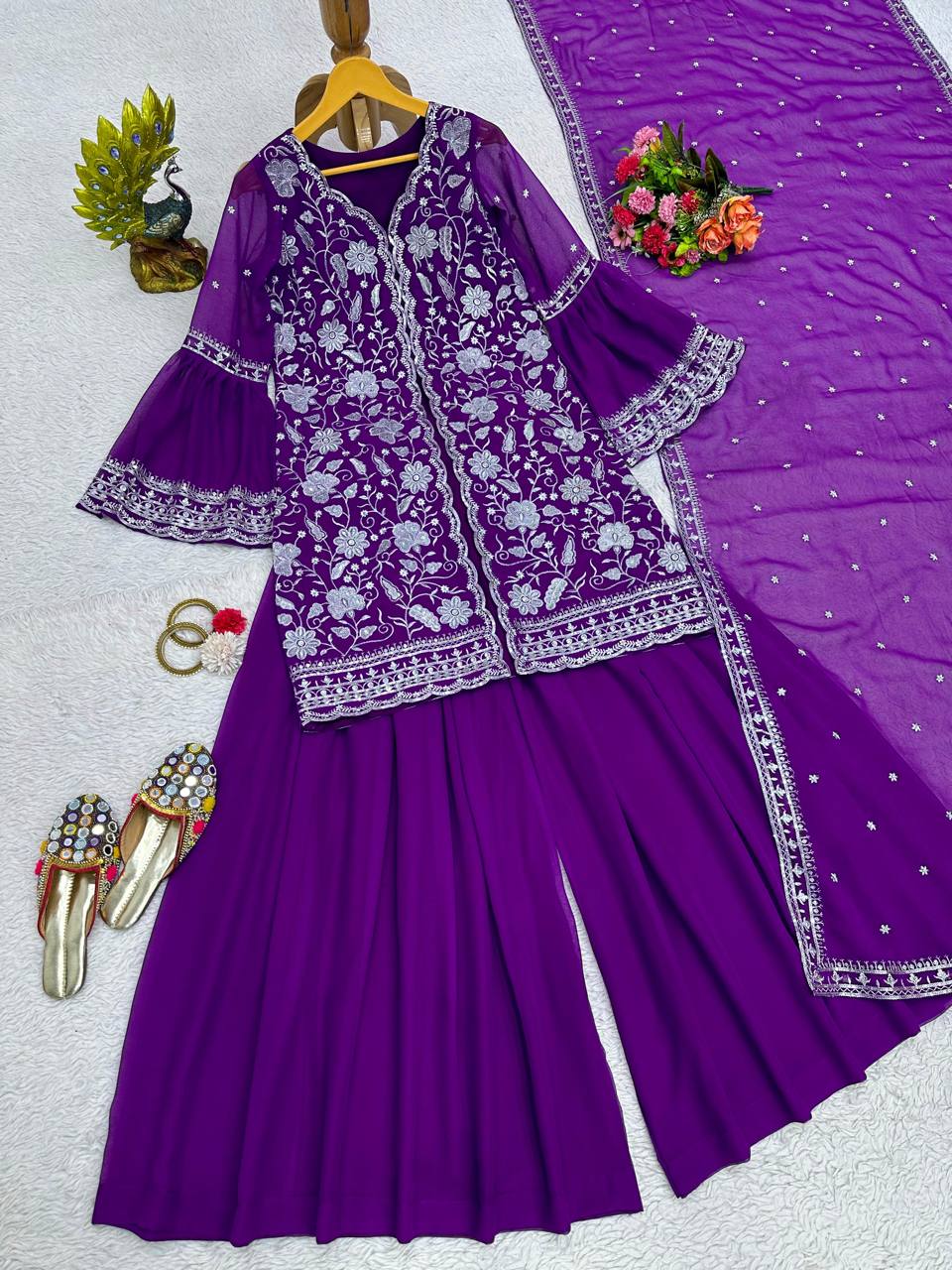 Winning Violet Color Georgette Sequence Work Ready Made Salwar Suit