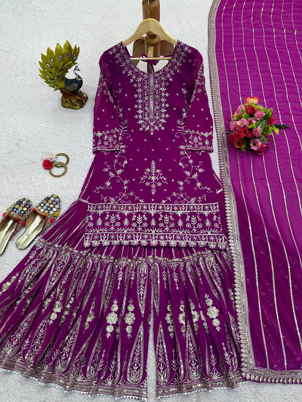 Latest Georgette Thread Sequence Work Ready Made Salwar Suit