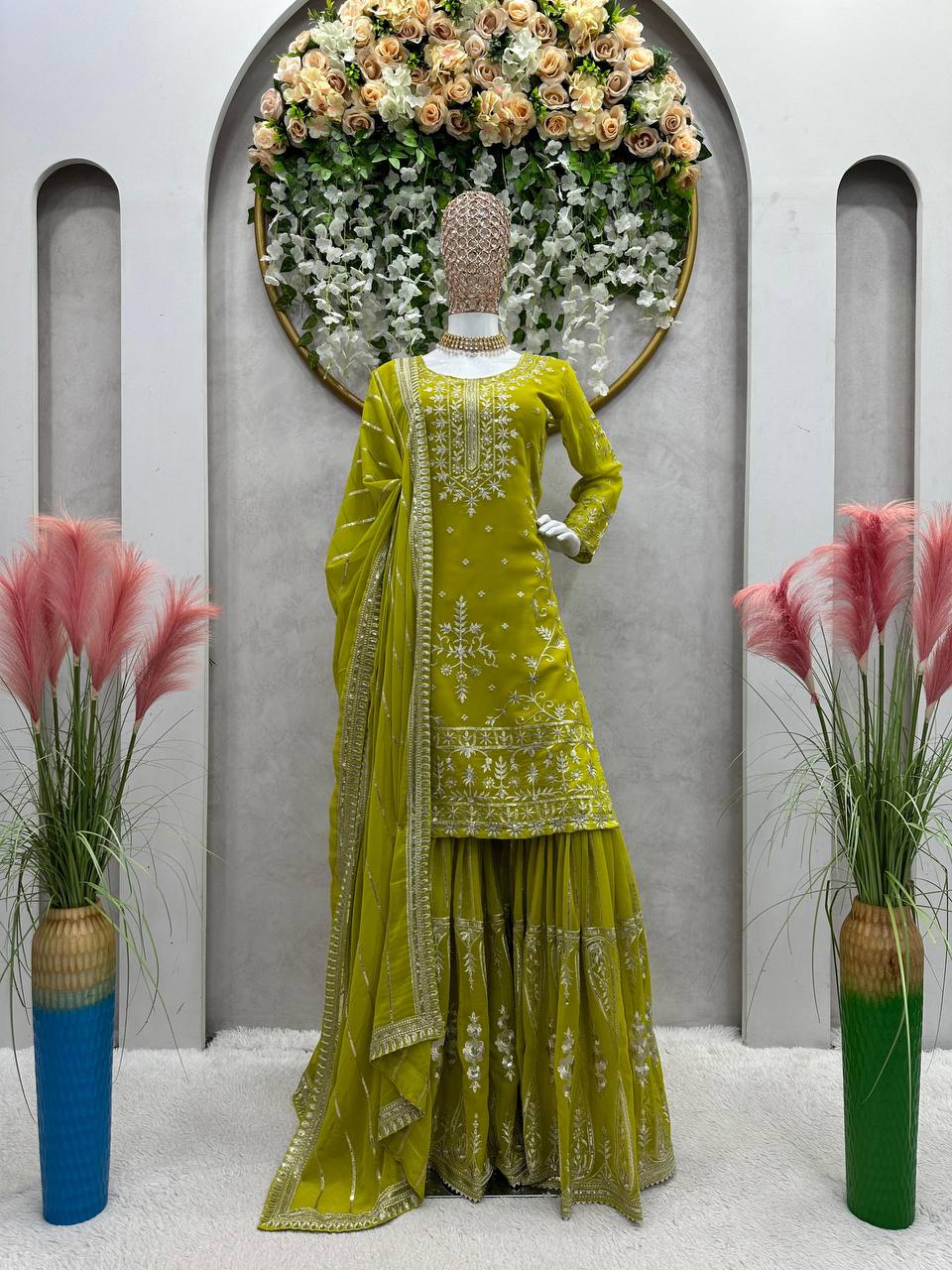 Latest Georgette Thread Sequence Work Ready Made Salwar Suit