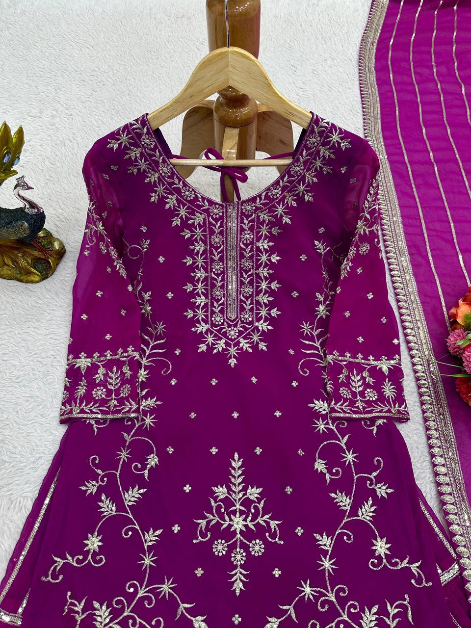 Latest Georgette Thread Sequence Work Ready Made Salwar Suit