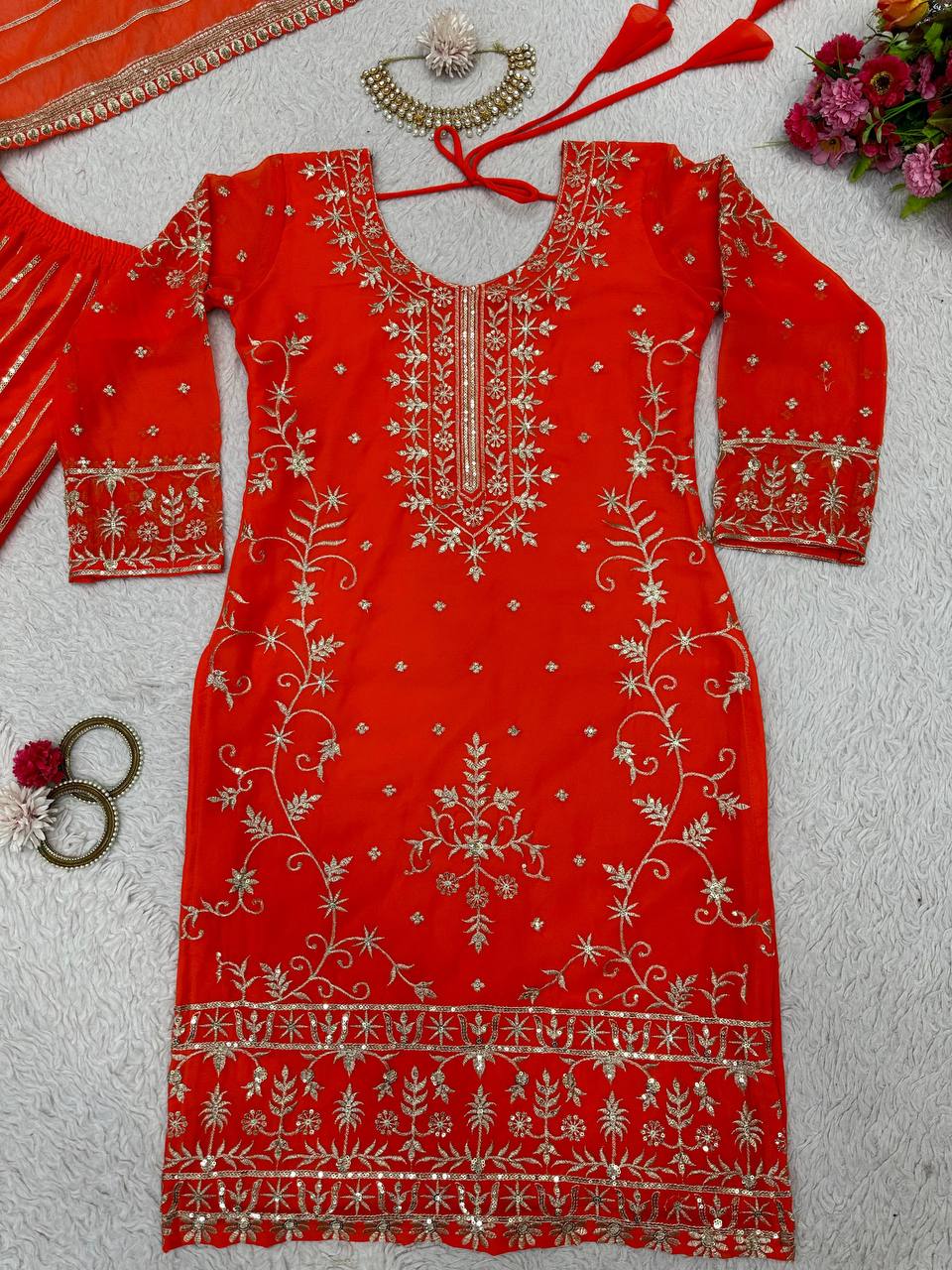 Latest Georgette Thread Sequence Work Ready Made Salwar Suit