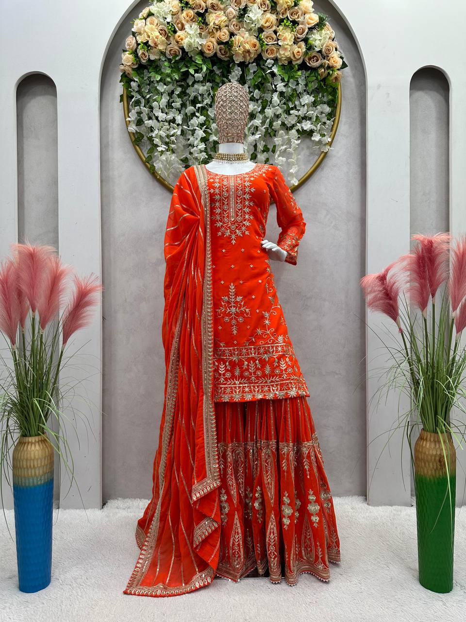 Latest Georgette Thread Sequence Work Ready Made Salwar Suit