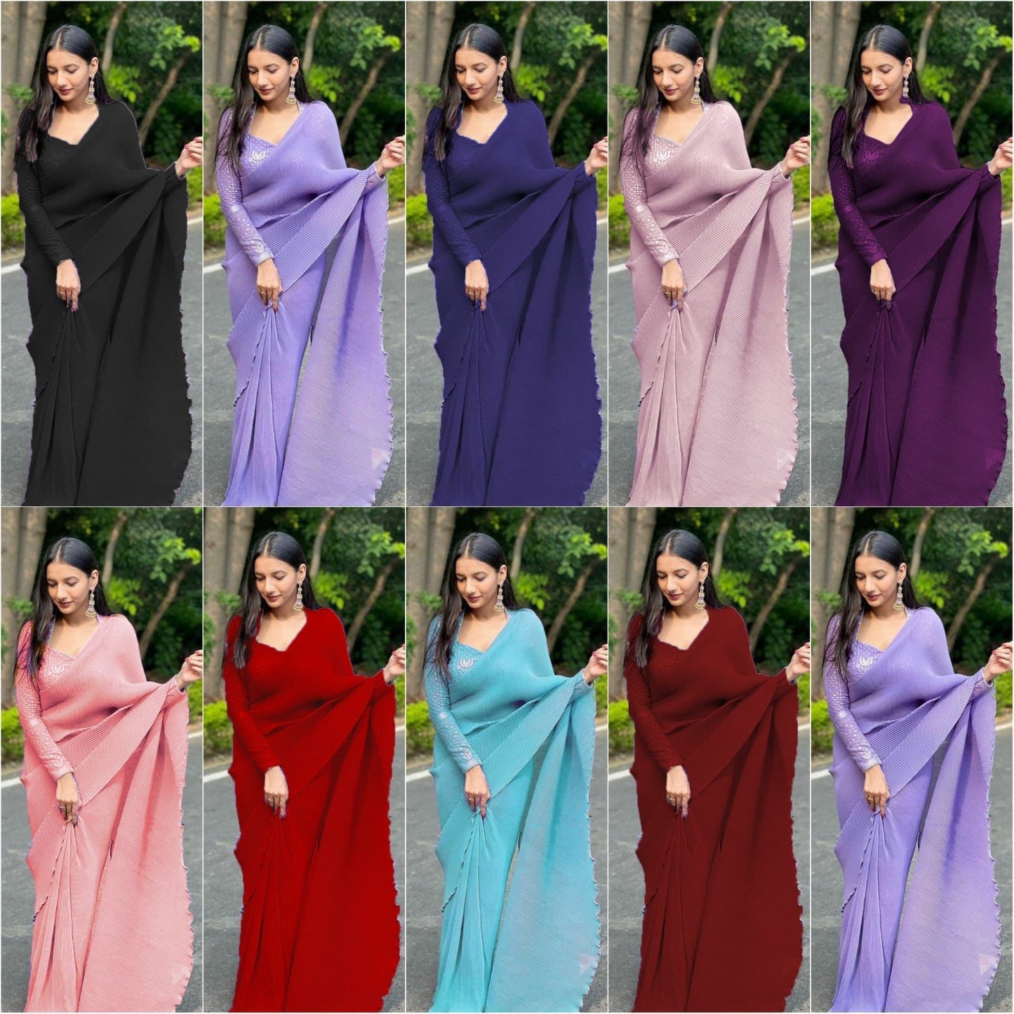 Designer Latest Crush Saree at best price with stitched blouse