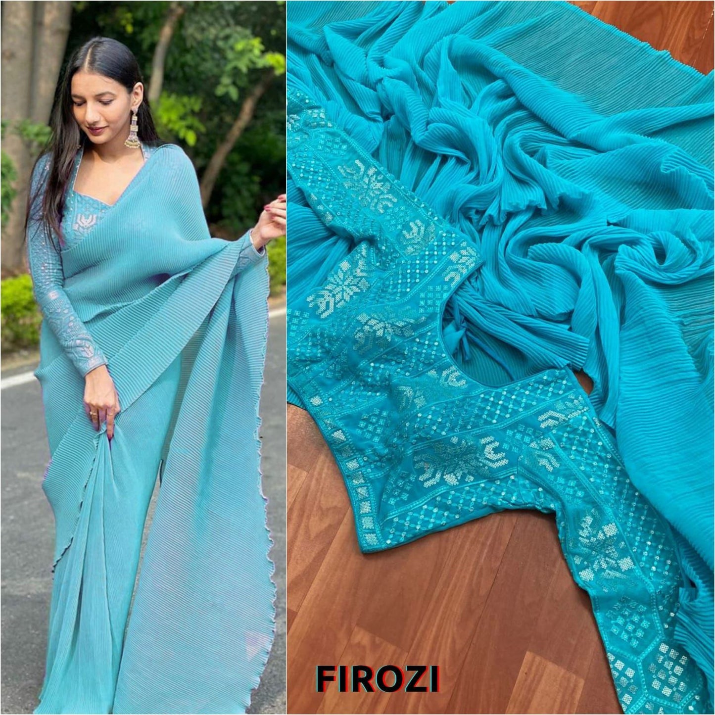 Designer Latest Crush Saree at best price with stitched blouse