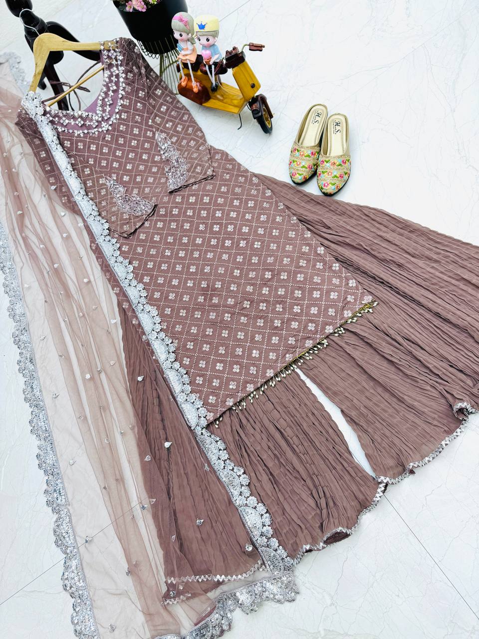 Latest Light Purple Color Georgette Sequence Embroidered Work Salwar Suit