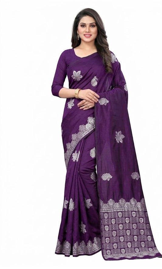Wine Color Silk Weaving Saree