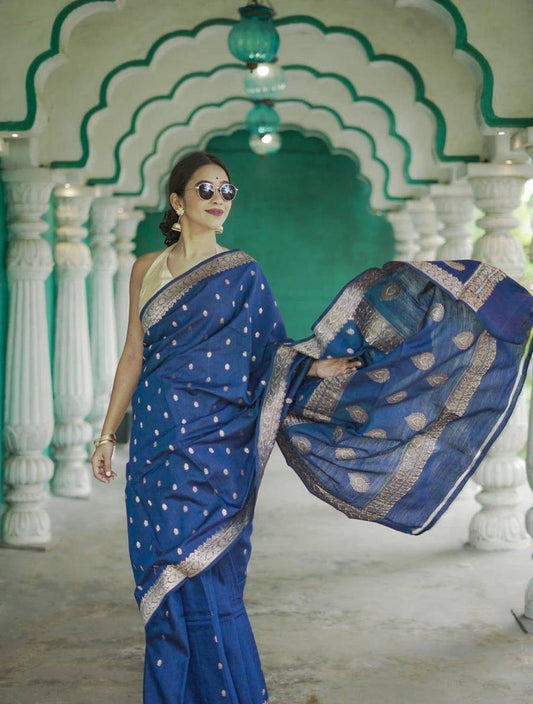 Linen Cotton Weaving Saree Blouse