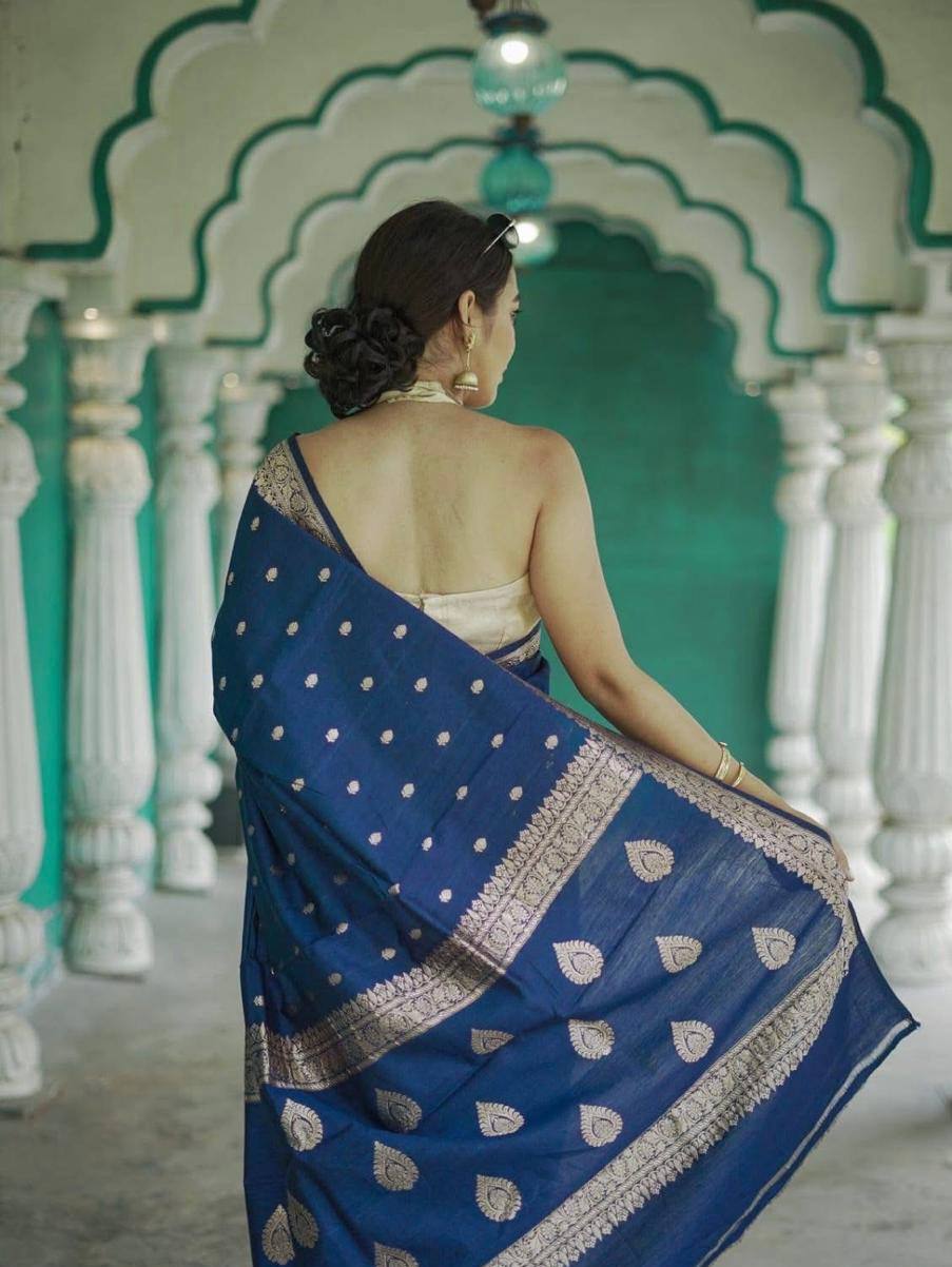 Linen Cotton Weaving Saree Blouse