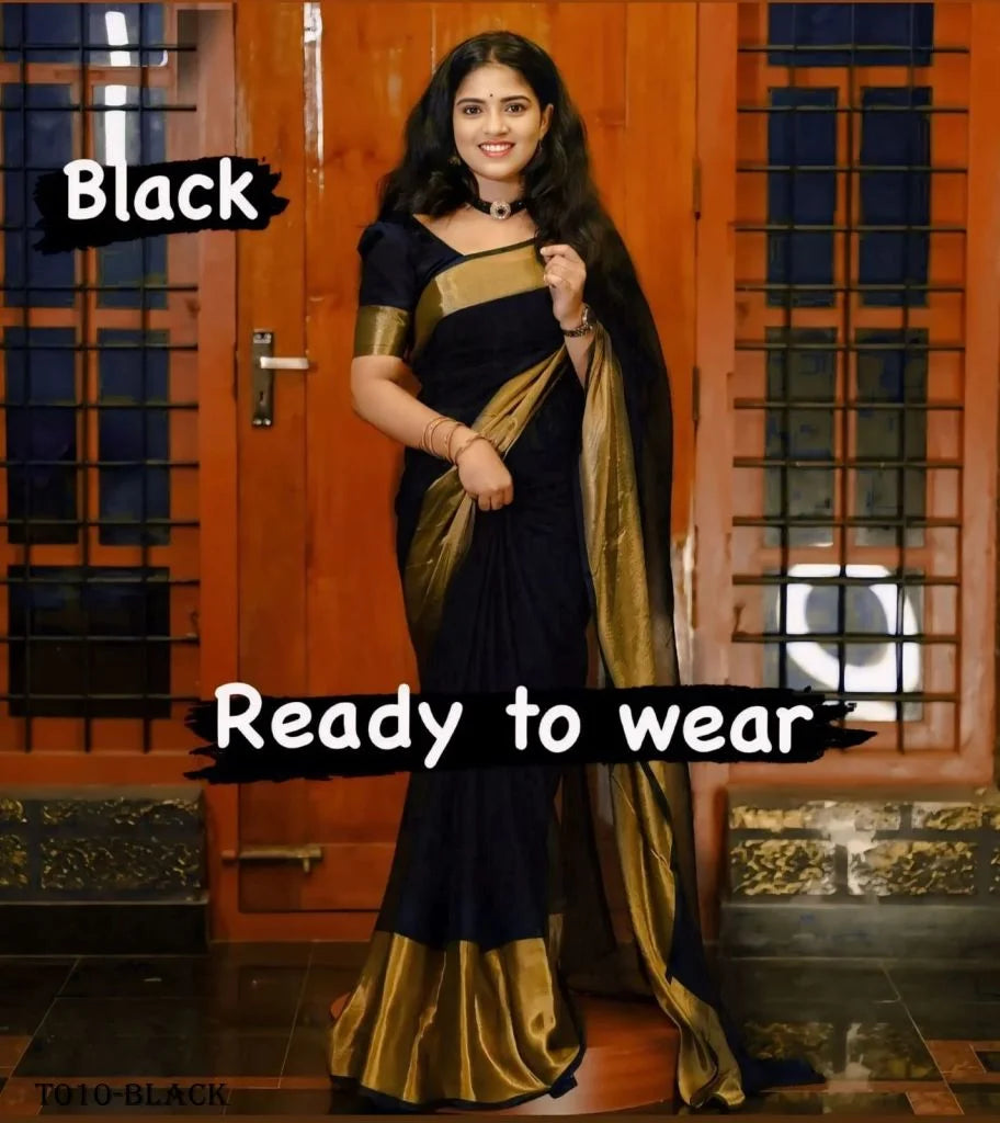 Plain Chiffon Ready To wear Saree