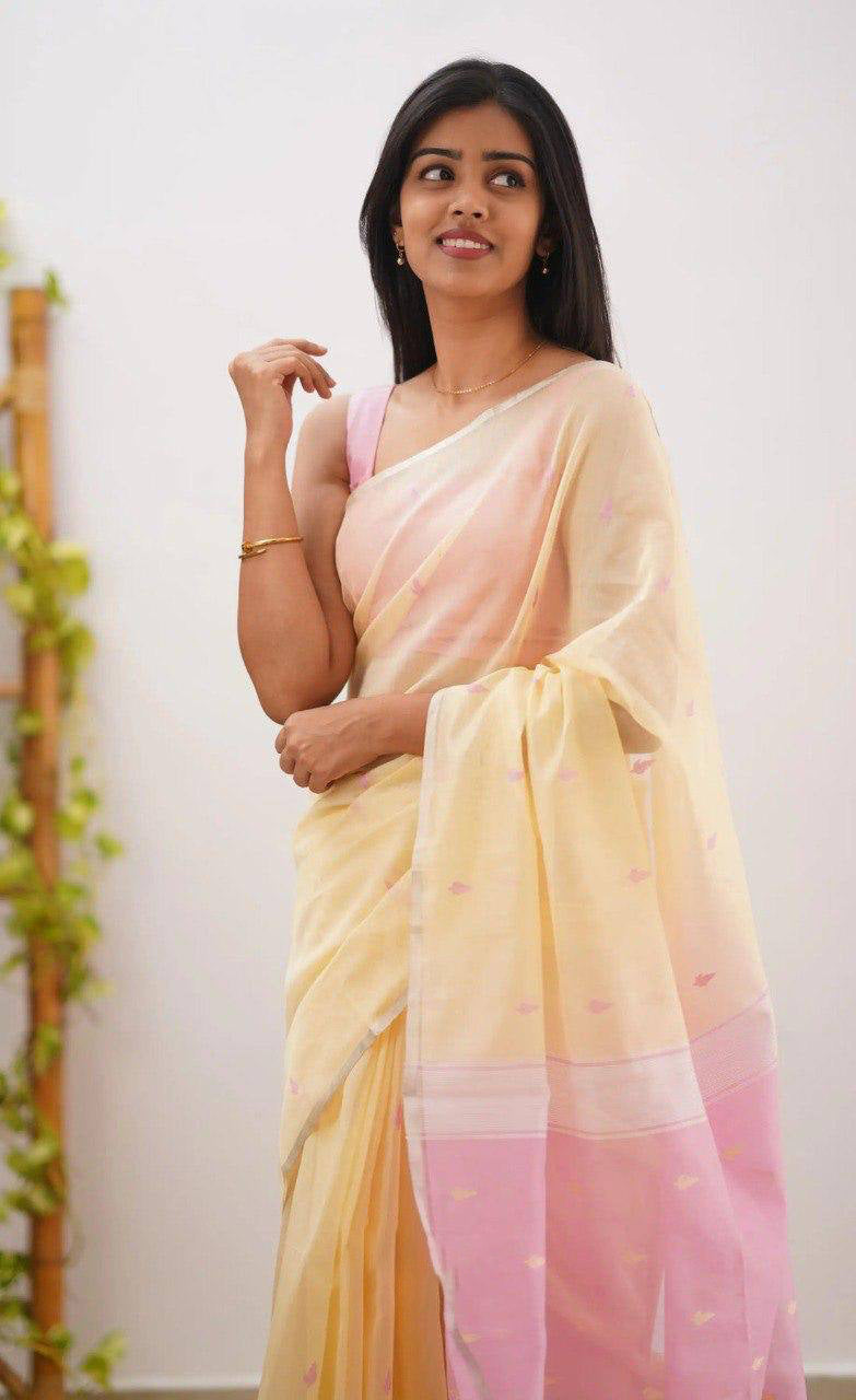 Linen Cotton Weaving Saree Blouse