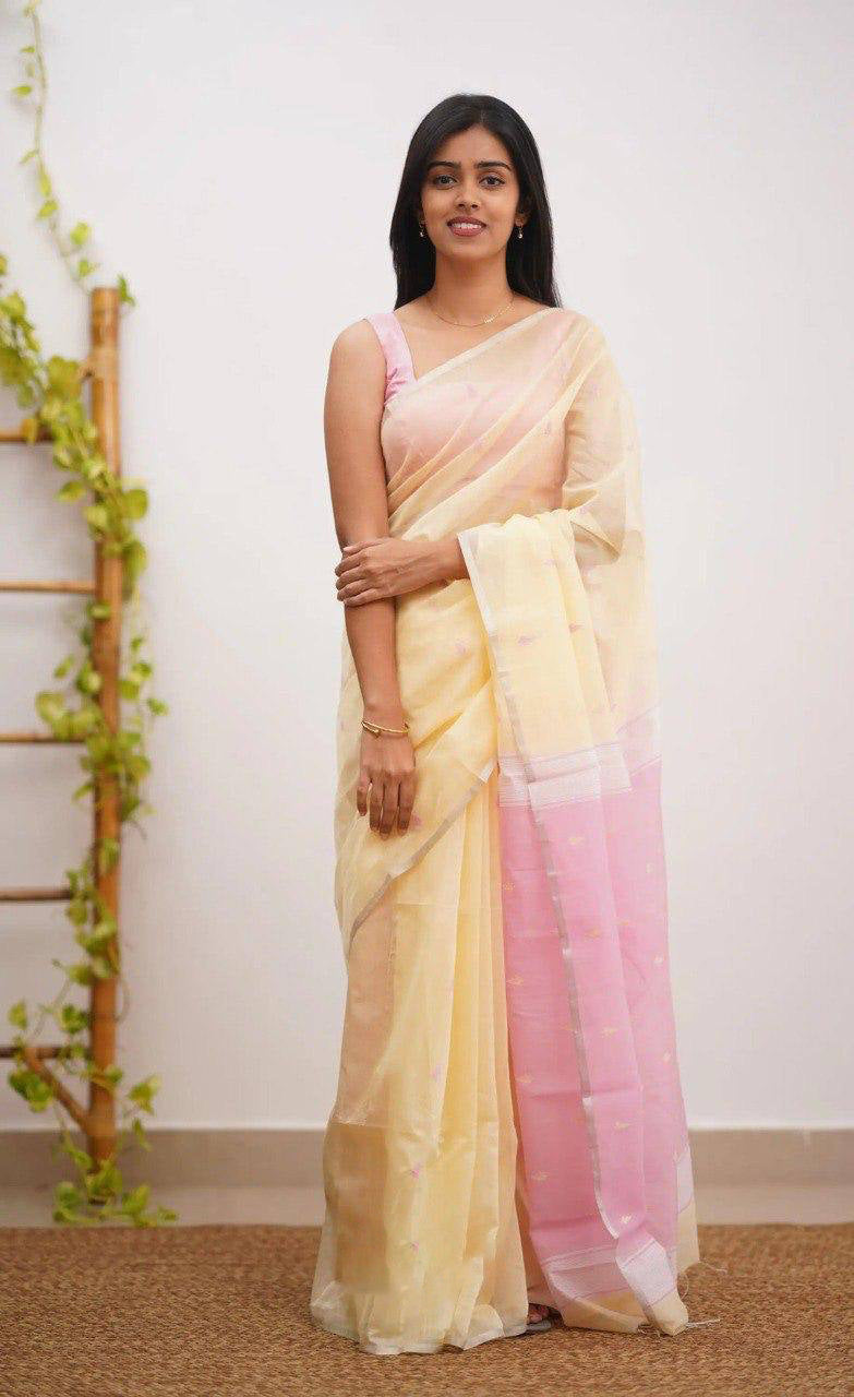 Linen Cotton Weaving Saree Blouse