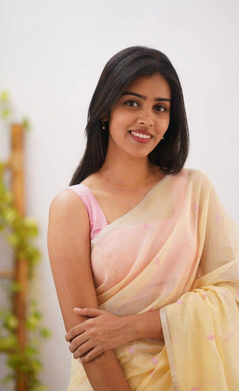 Linen Cotton Weaving Saree Blouse