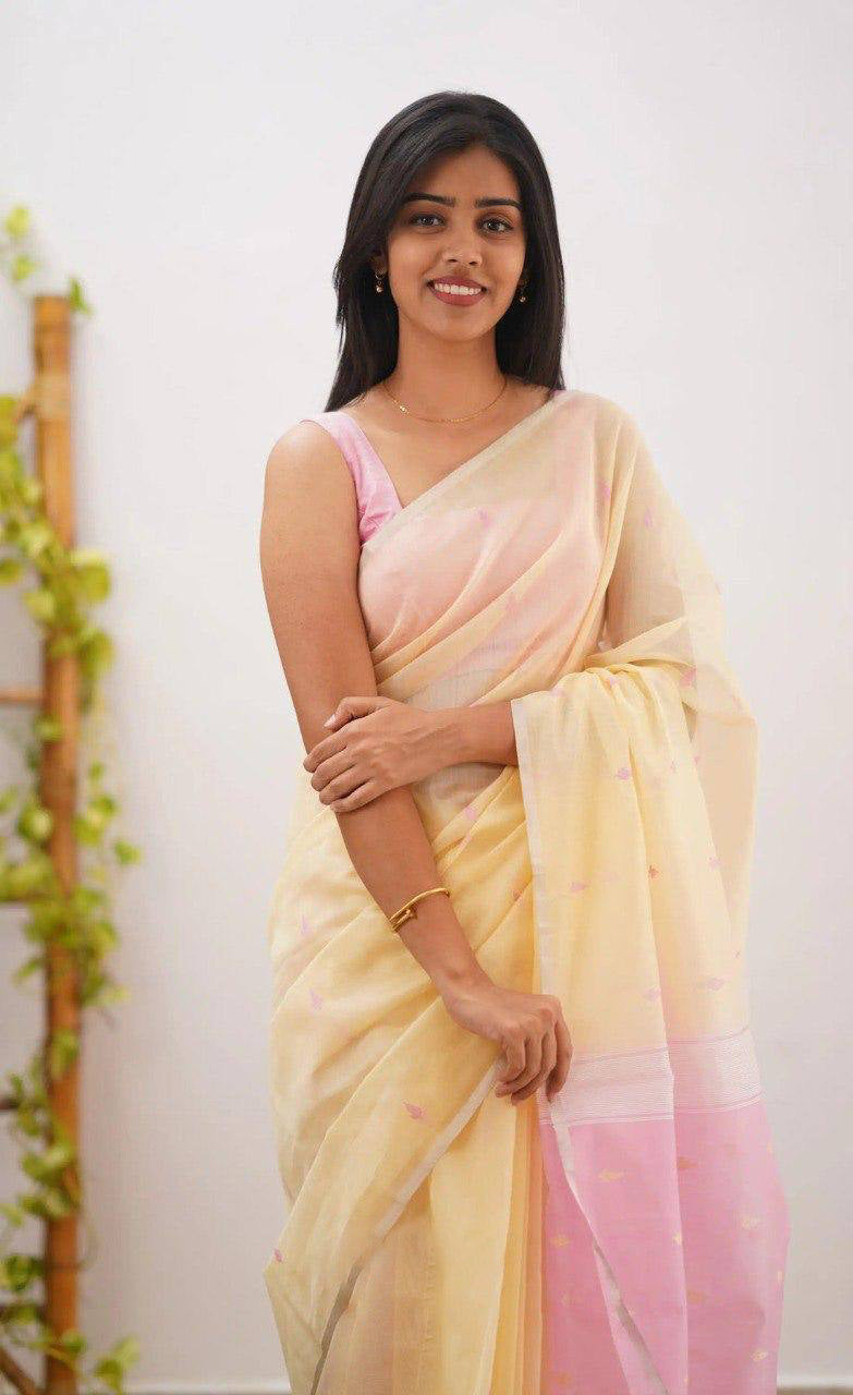 Linen Cotton Weaving Saree Blouse