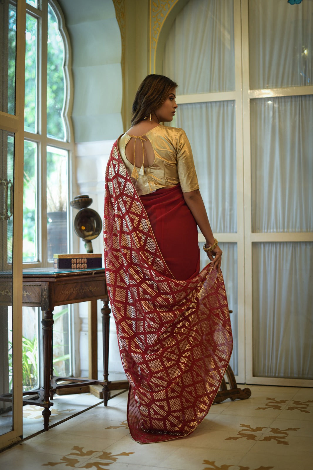 Fancy Embroidered Work Saree with Blouse