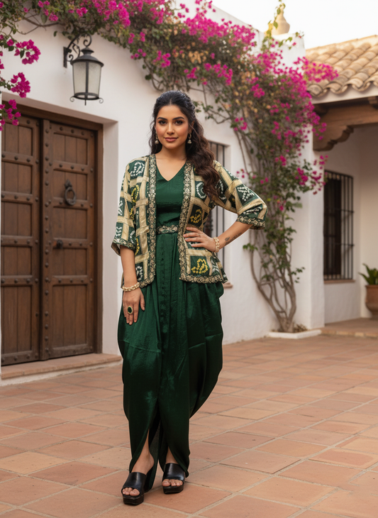 Latest Chinon Silk Indo Western Set
