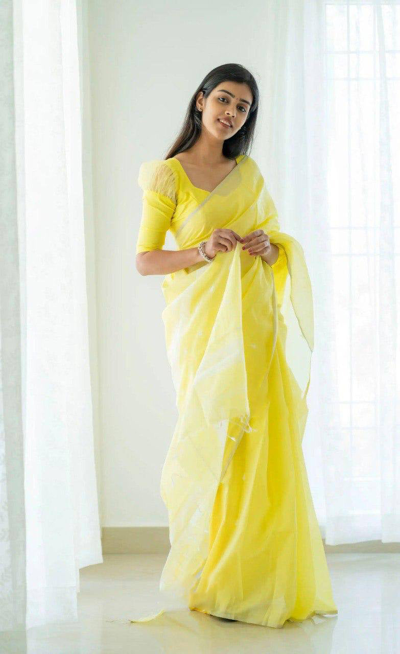 Linen Cotton Weaving Saree Blouse