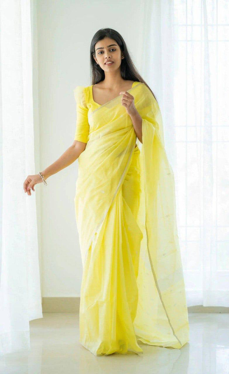 Linen Cotton Weaving Saree Blouse