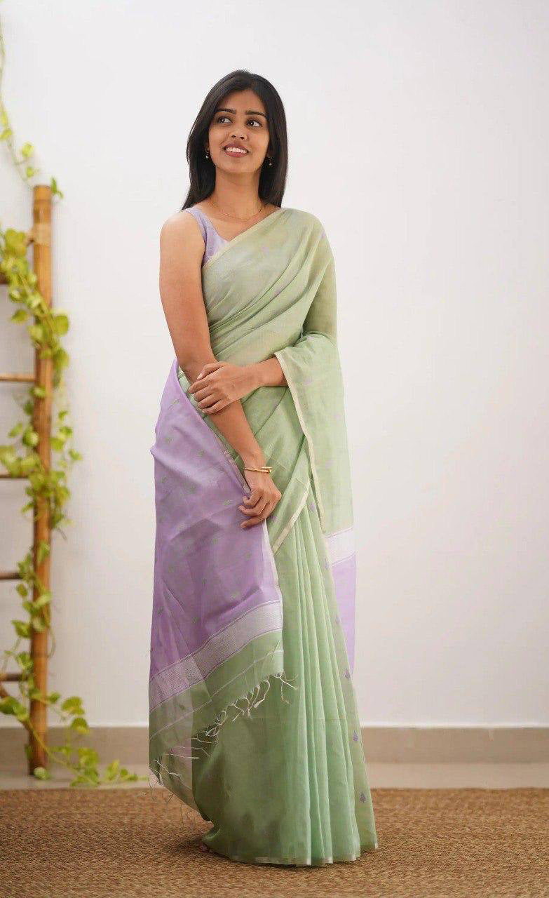 Linen Cotton Weaving Saree Blouse