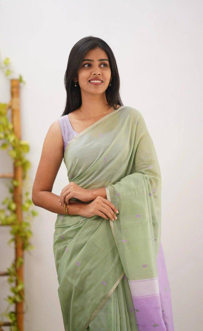 Linen Cotton Weaving Saree Blouse