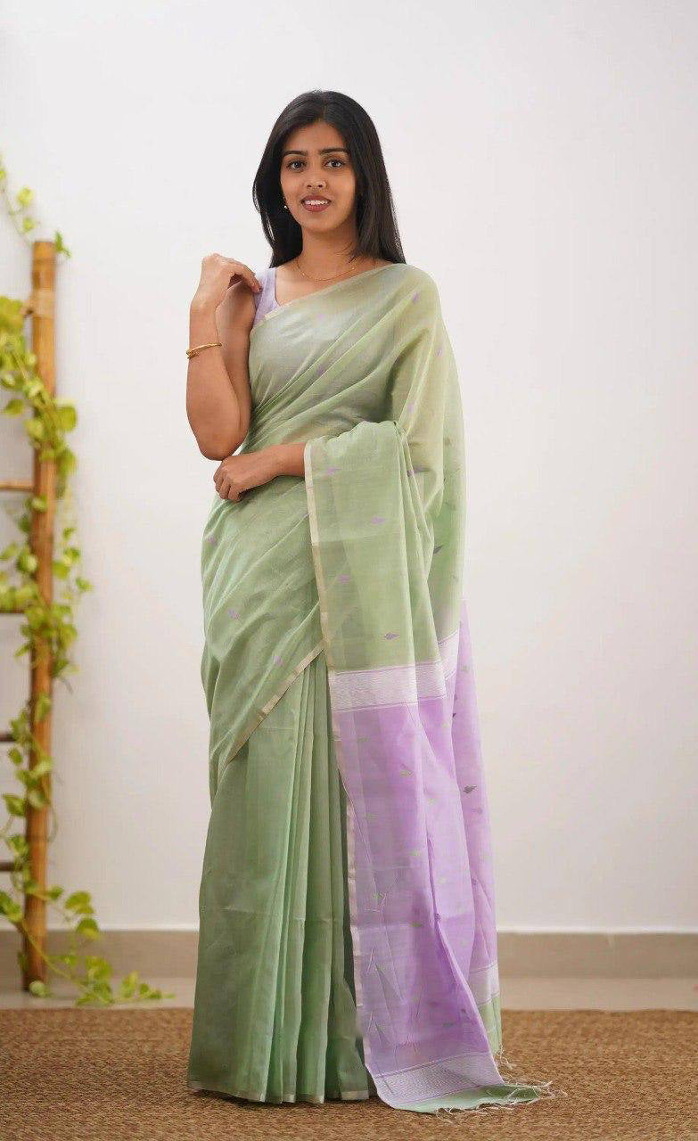 Linen Cotton Weaving Saree Blouse