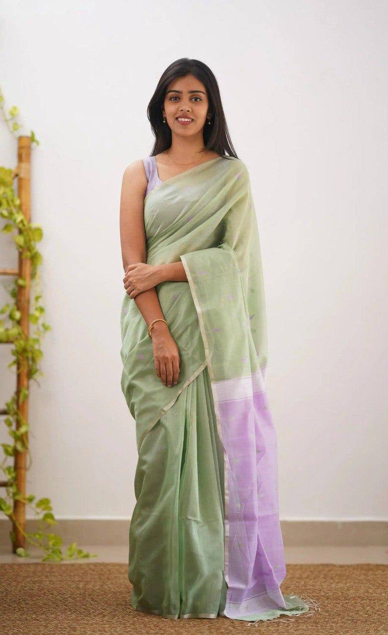 Linen Cotton Weaving Saree Blouse