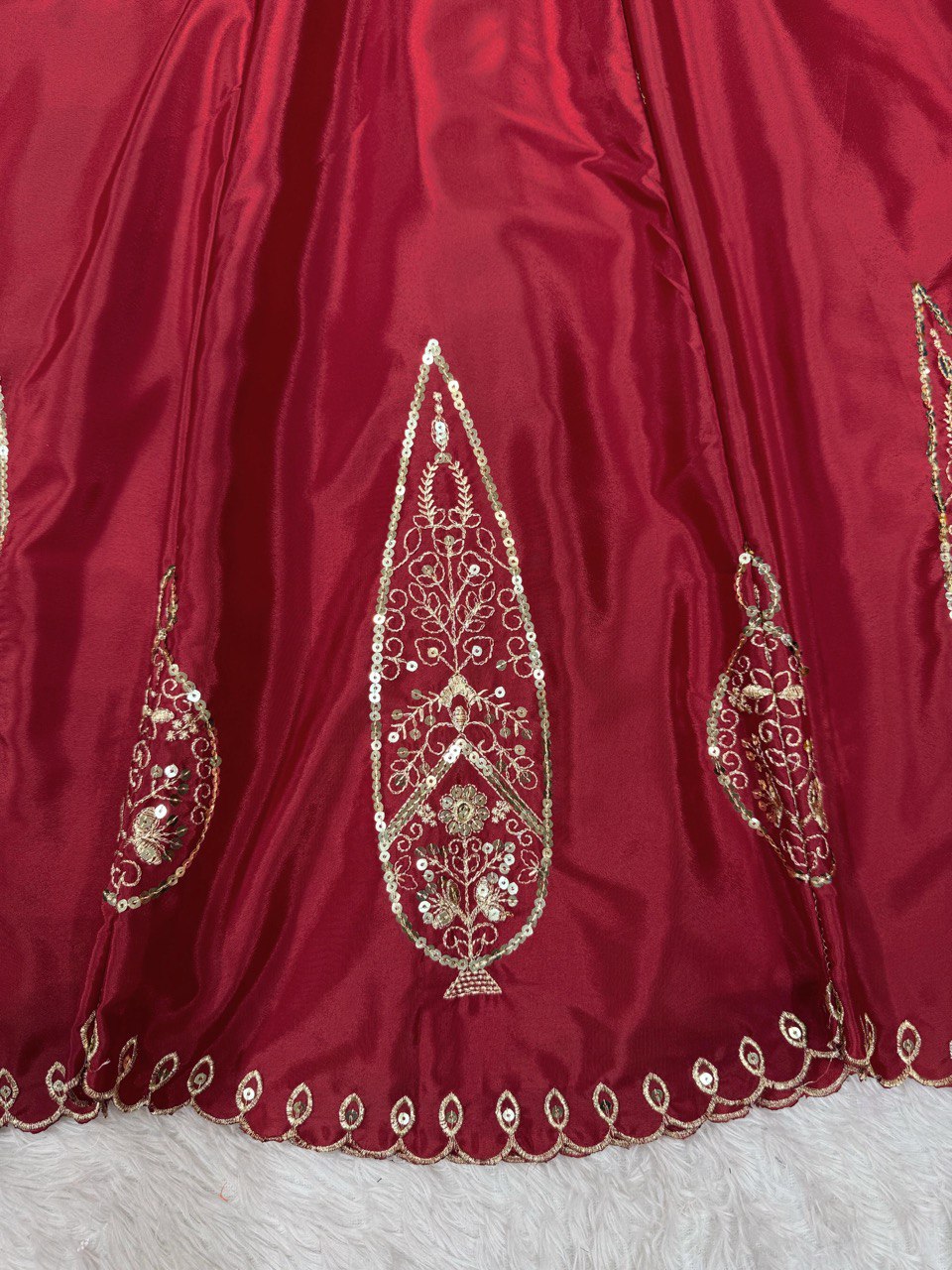 Red Color Natural Crape Sequence Salwar Suit