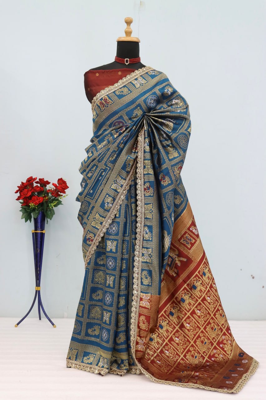 Designer Banarasi Silk Saree With Silk Blouse Piece
