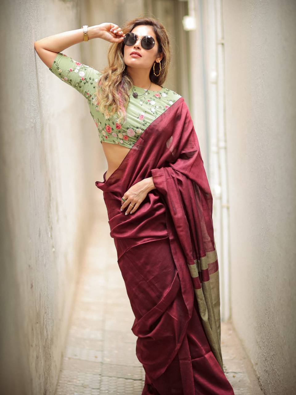 Elegant Soft Lilan Slab Saree Rich Pallu