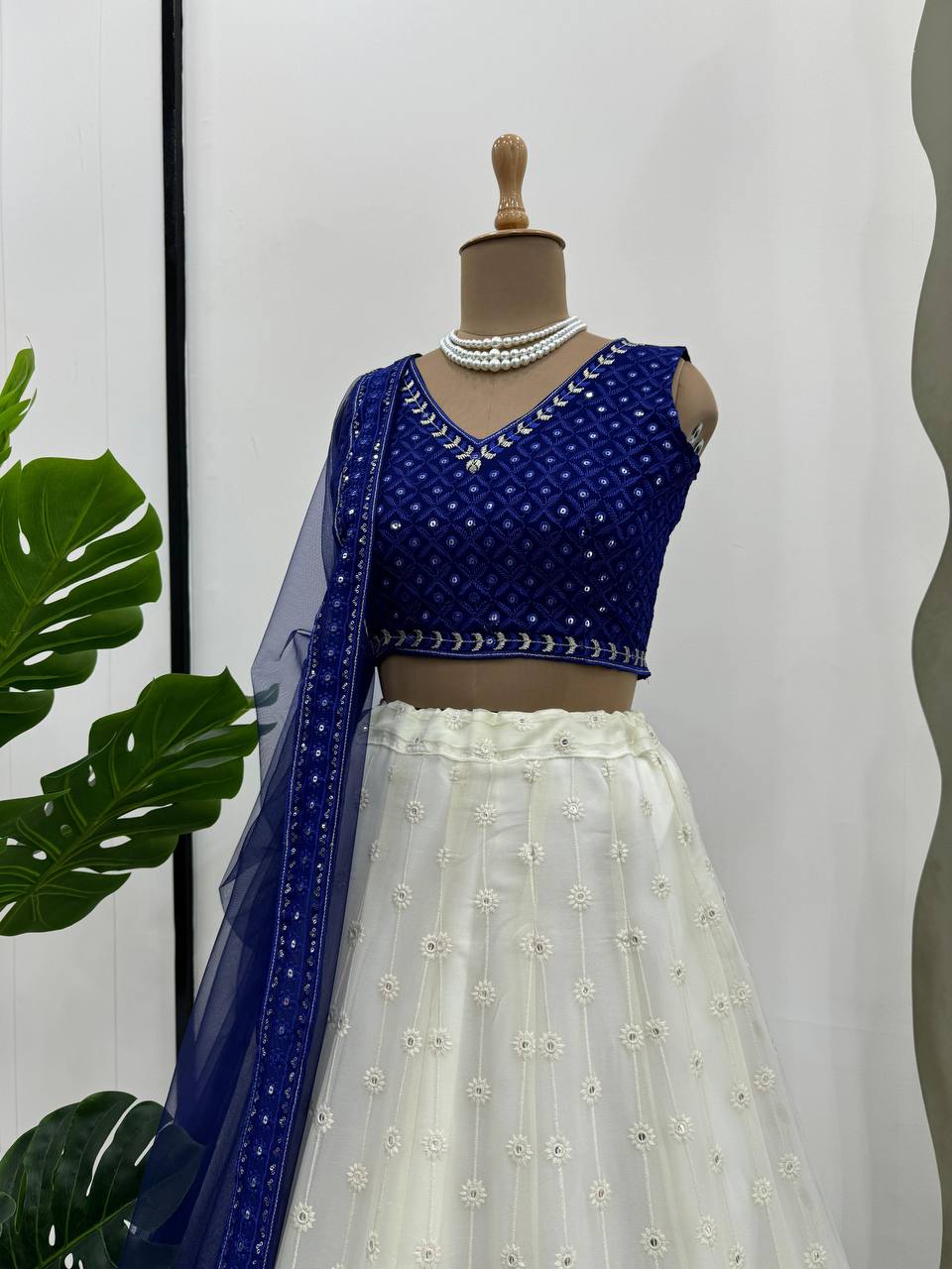 Blue Color Wedding Wear Georgette Sequence Work Lehenga Choli