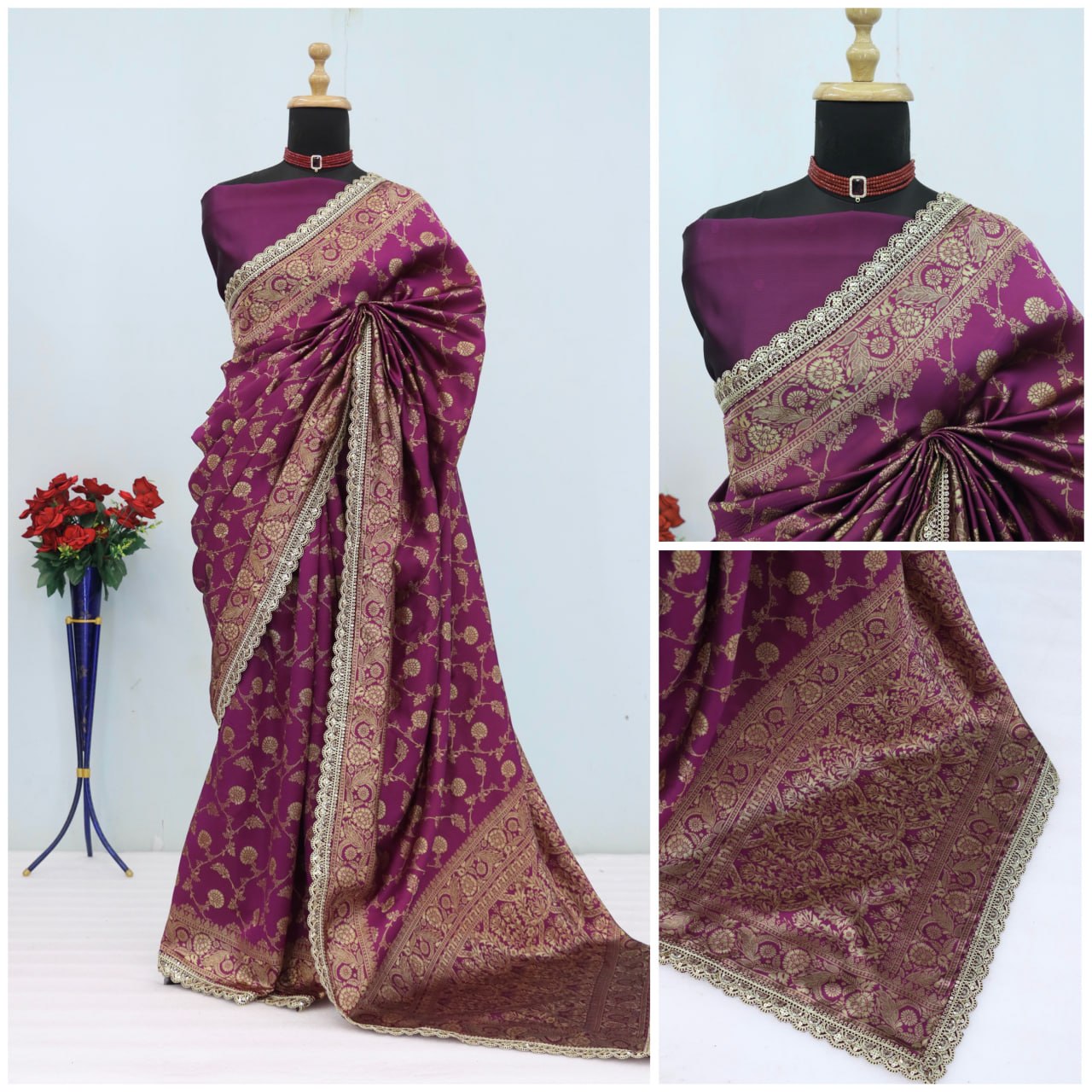 Banarasi Silk Saree Blouse For Wedding Wear