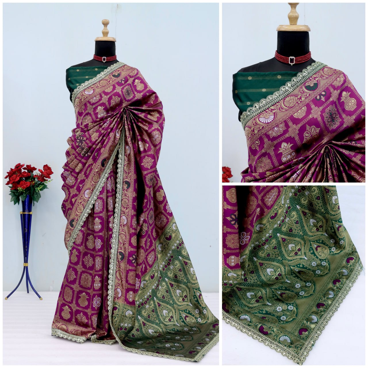 Latest Banarasi Silk Saree Blouse