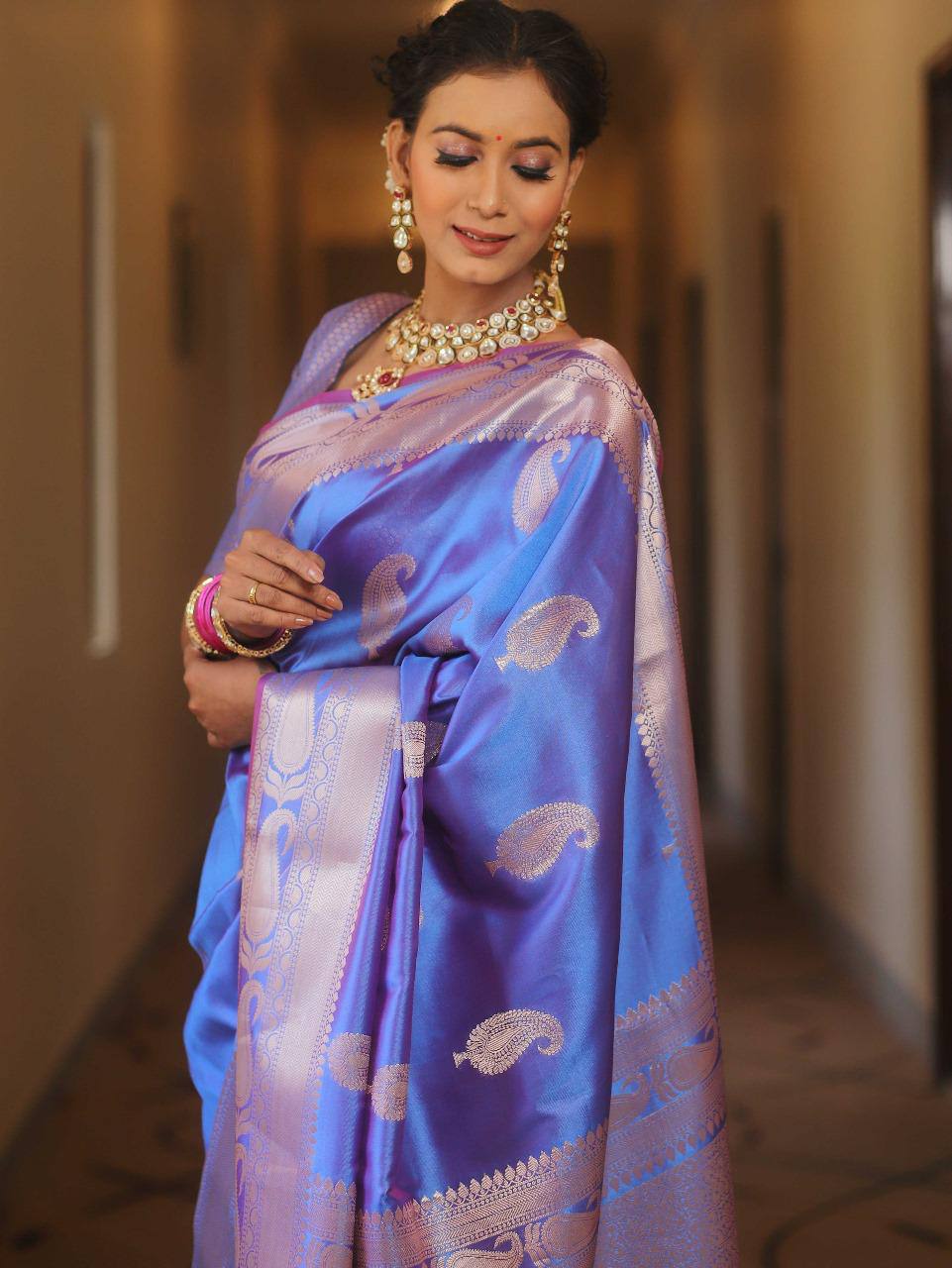 Exquisite Soft Lichi Silk Saree with Rich Jacquard Weaving