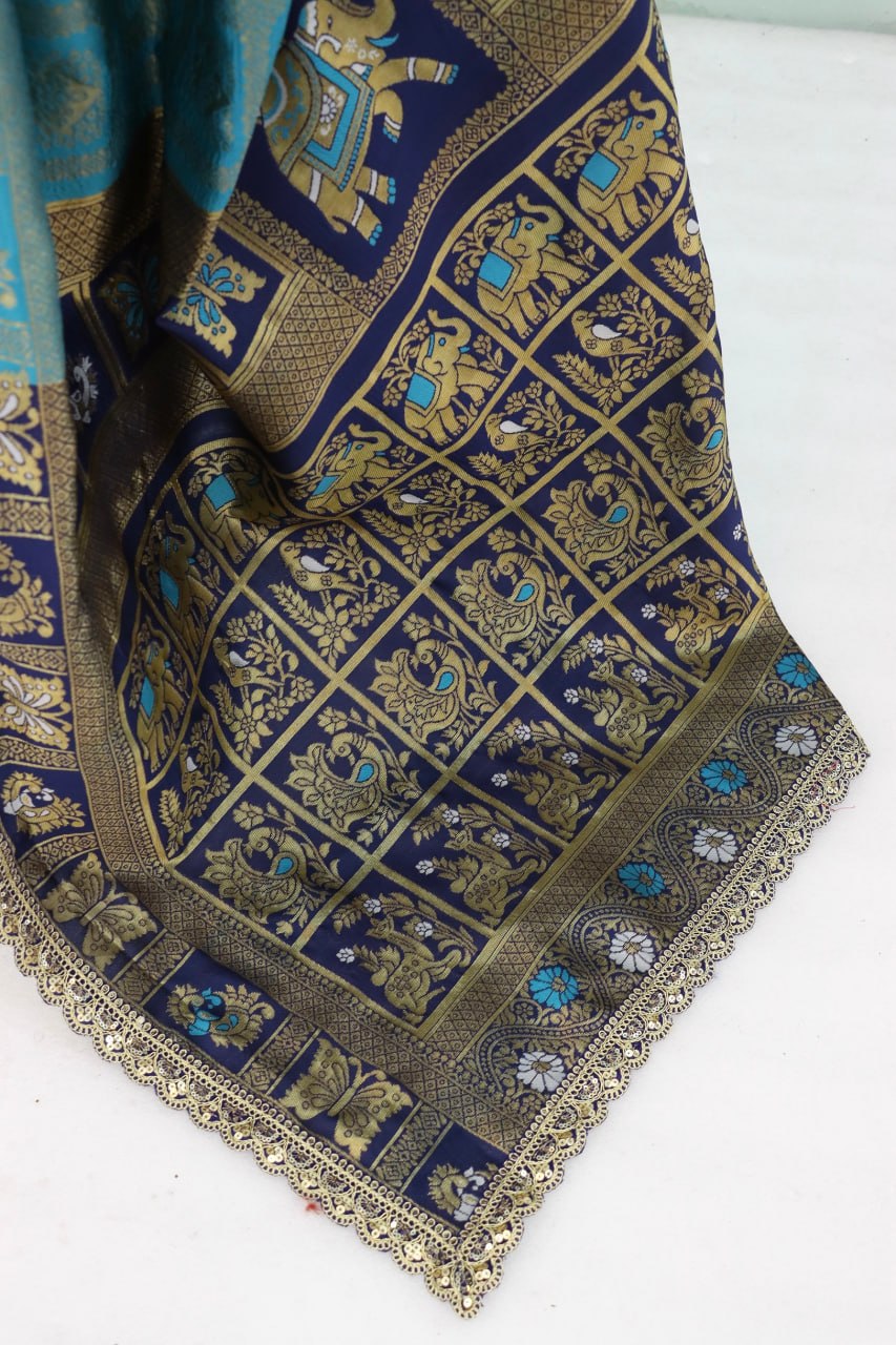 Designer Banarasi Silk Saree With Silk Blouse Piece