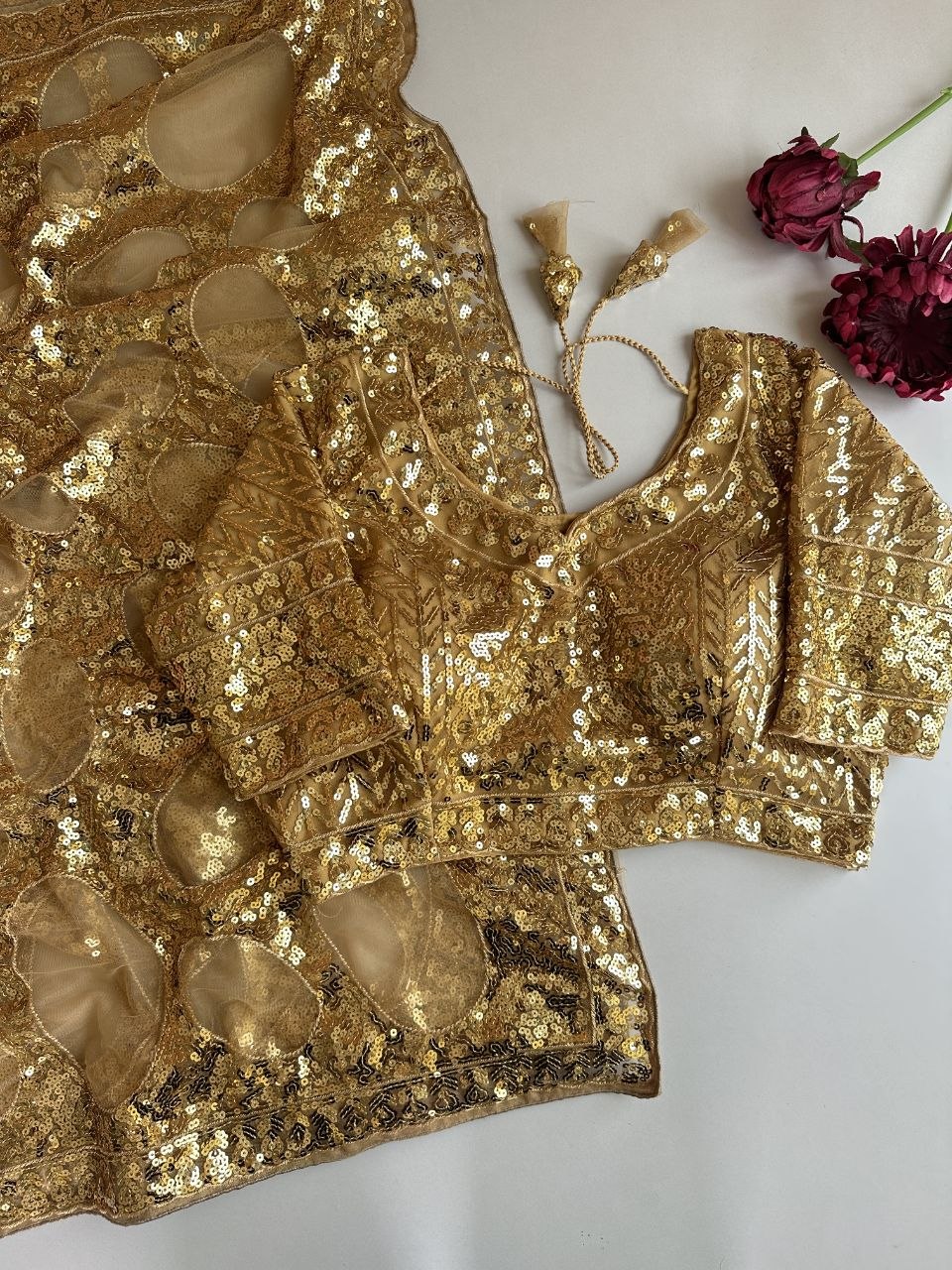 Heavy Butterfly Net Saree with 5MM Multi Sequins Embroidery Work