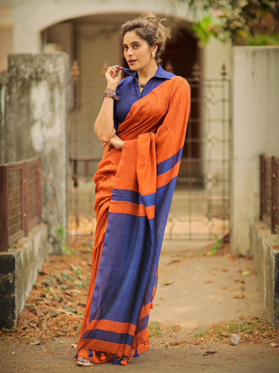 Elegant Soft Lilan Slab Saree Rich Pallu